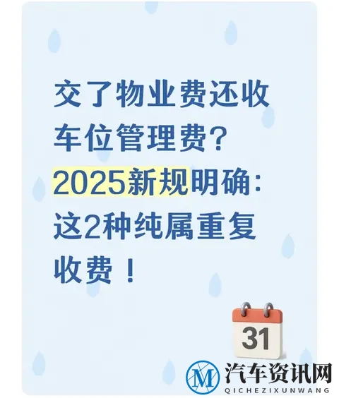 交了物业费还收车位管理费？2025新规明确：这2种纯属重复收费！-1
