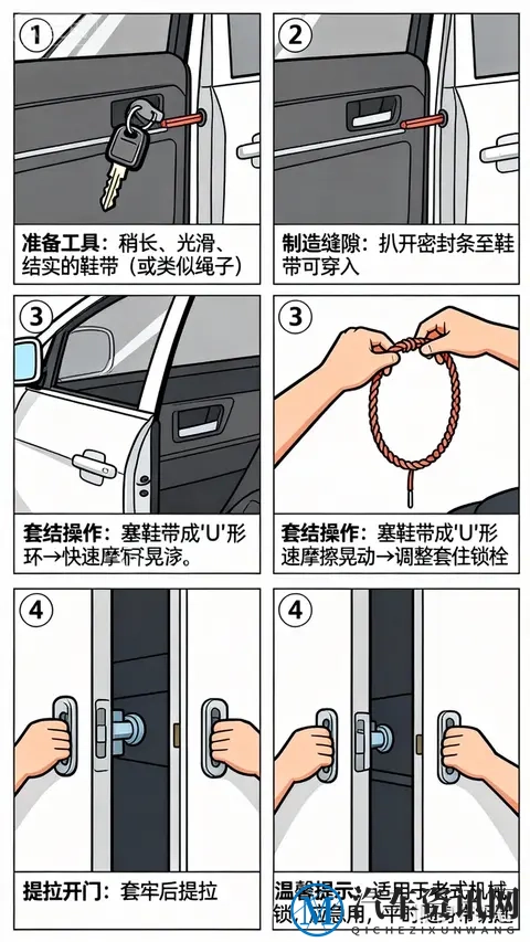 一招教你解决车门被锁巧用“鞋带开门法”-2