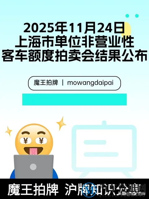 2025年11月24日上海市单位非营业性客车额度拍卖会结果公布-1