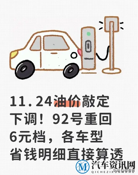 11.24油价敲定下调！92号重回6元档，各车型省钱明细直接算透-1